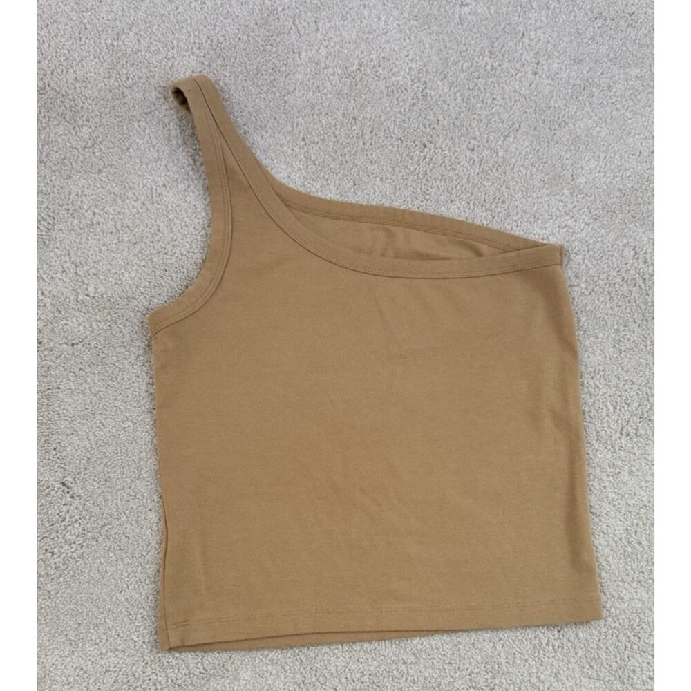 Aerie Womens Beige Solid One-Shoulder Tank Top - M